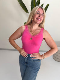 Basic Top mit Spitze EVERYDAY`S pink