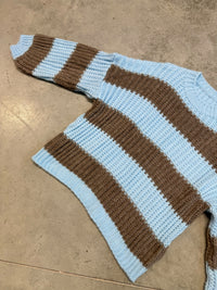 Strickpullover ONLY COZY VIBES taupe/hellblau