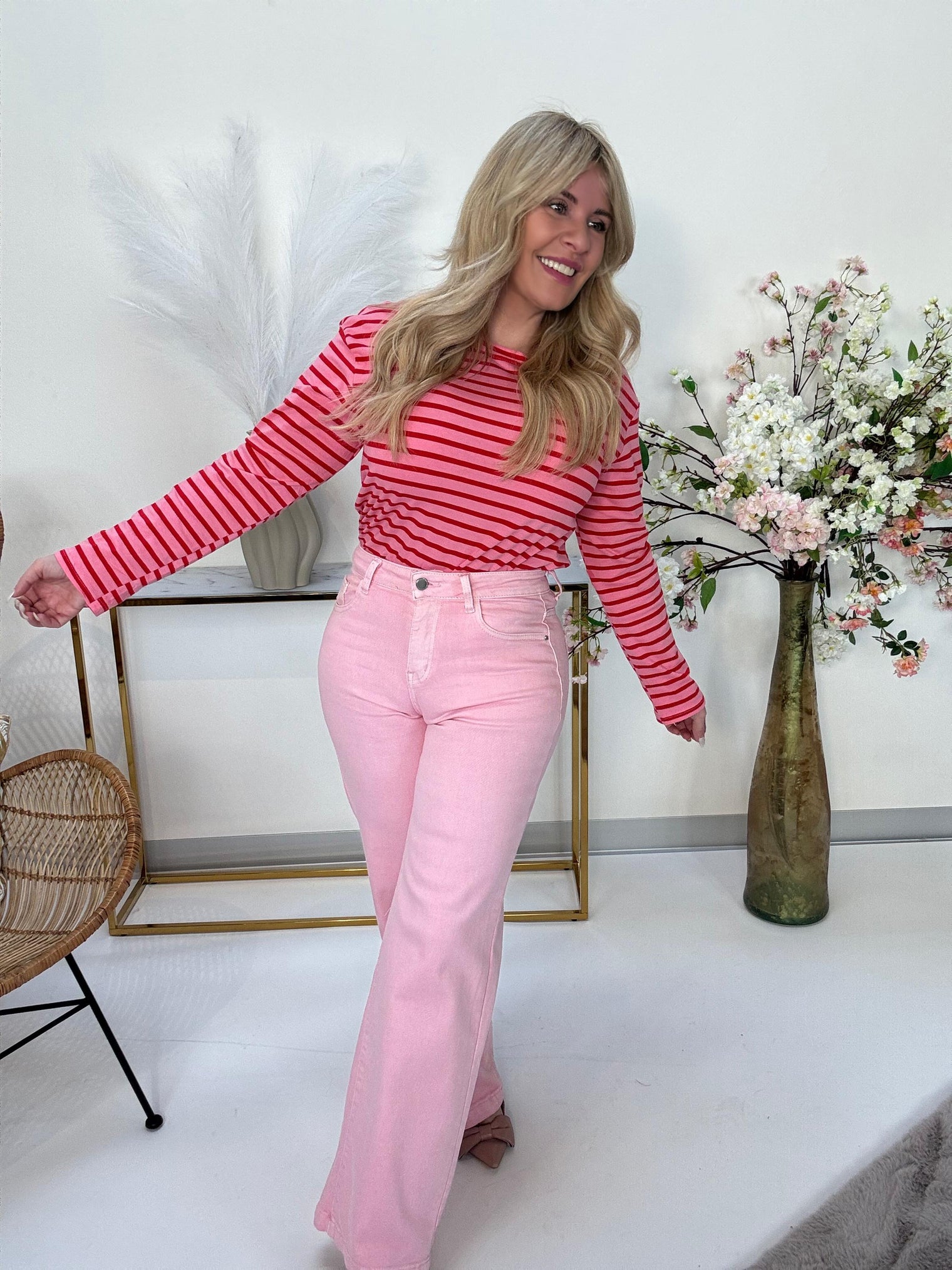 Langarmshirt rosa/rot STRIPE CLUB