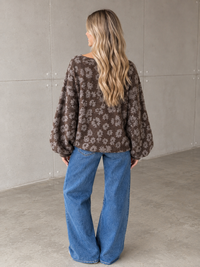 Fledermauspullover im LEO Style chocolate/taupe