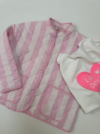 Stepp Jacke CALL ME STRIPES rosa/weiß