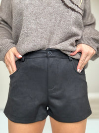 Velours Shorts mit elastischem Bund schwarz