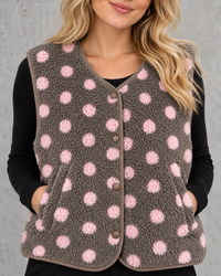 DOTS Weste Teddy taupe/rosa