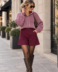 Strickjacke ZIPPER STRIPES burgundy/rosa