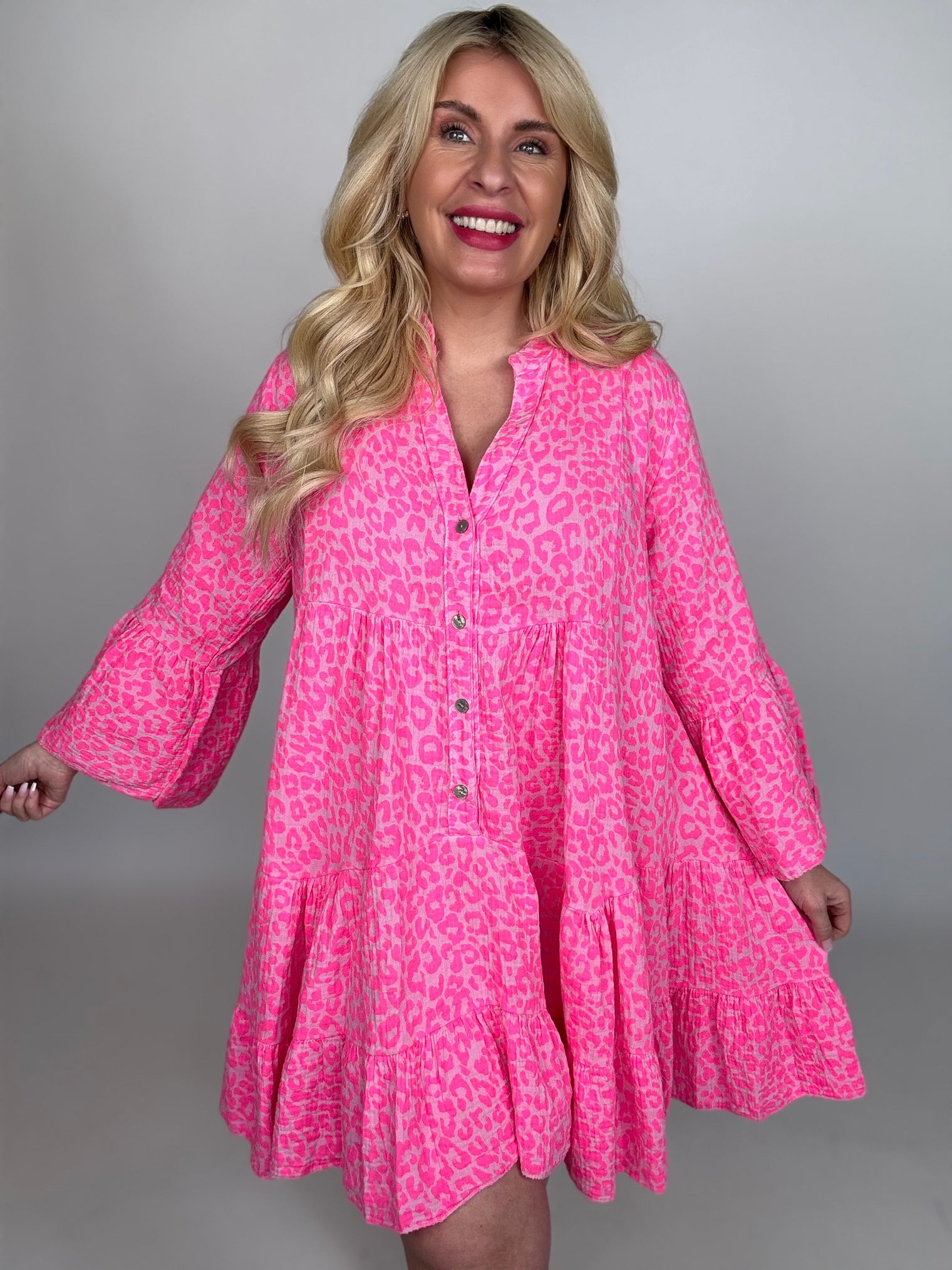 Musselin Kleid kurz rosa LEO LOVER hot pink