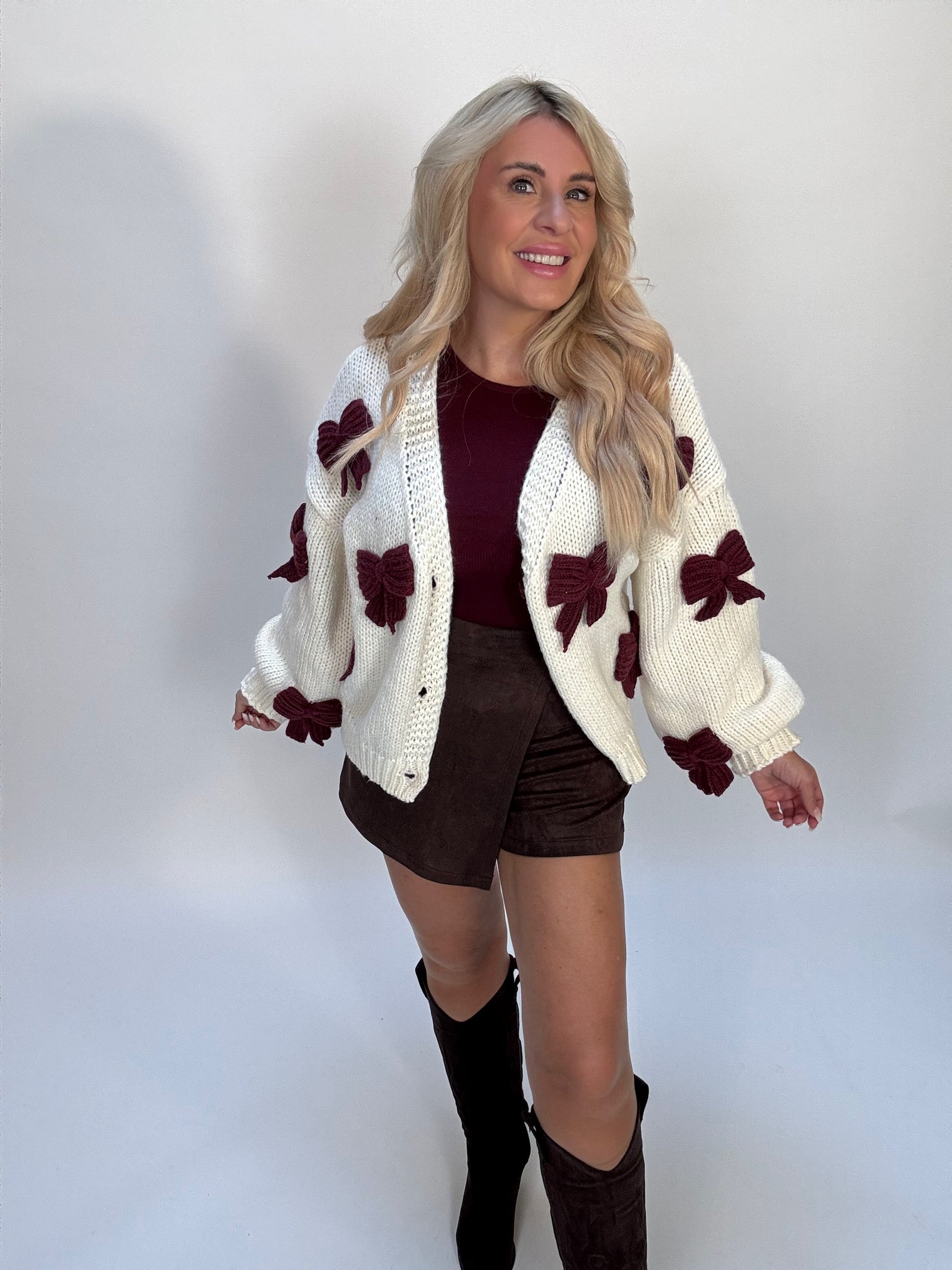 Strickjacke BOWS burgundy