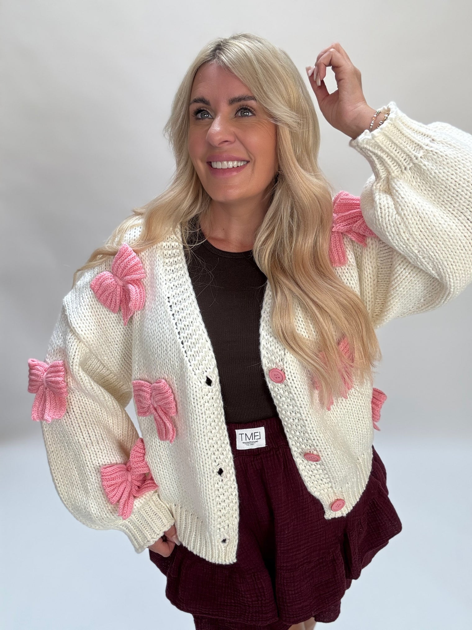 Strickjacke BOWS rose