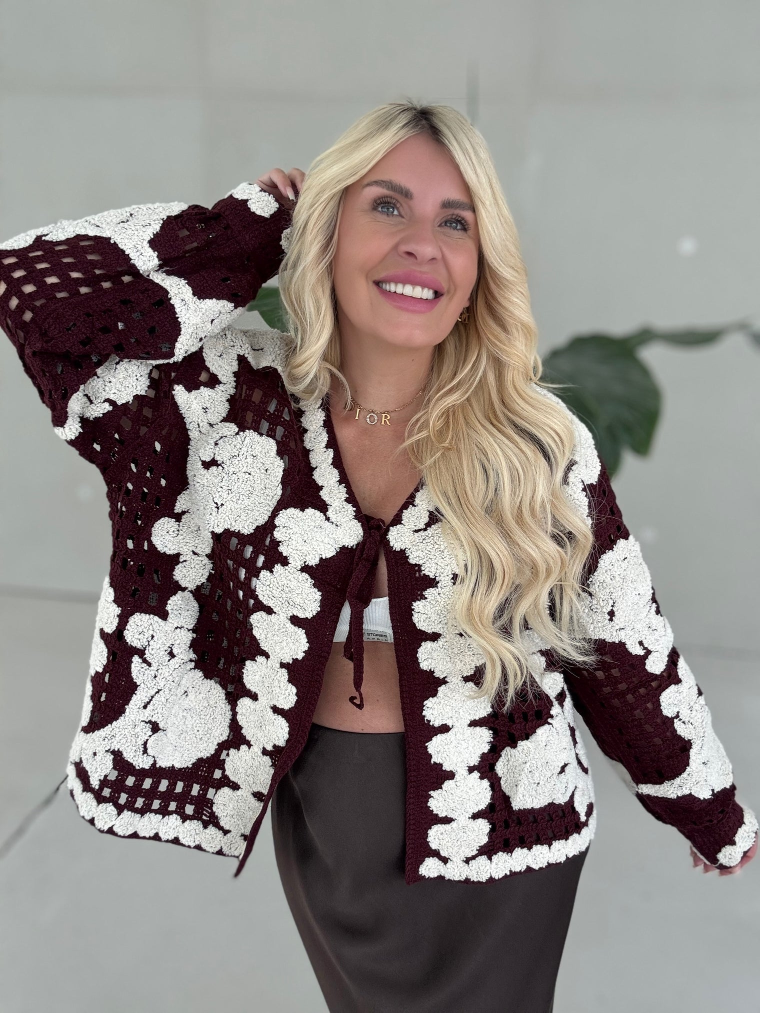 Häkelcardigan CROCHET CASUAL dark red