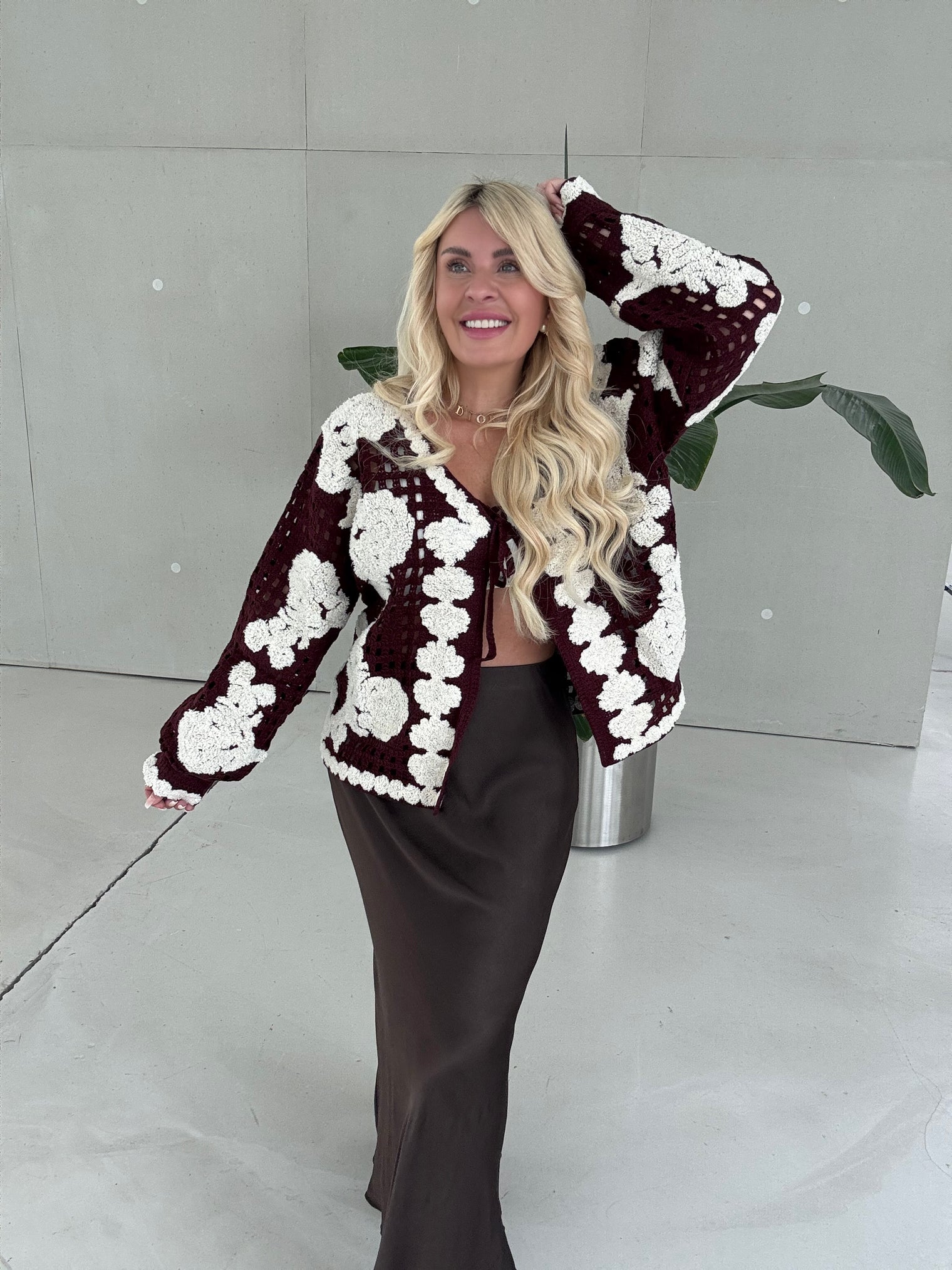 Häkelcardigan CROCHET CASUAL dark red