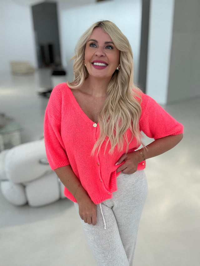 Strickjacke GOLDEN HOUR neon coral