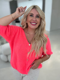 Strickjacke GOLDEN HOUR neon coral
