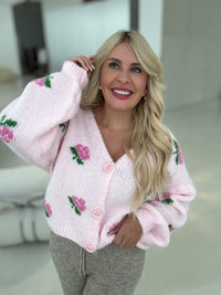 Strickjacke SWEET FLOWER ballerina rosa