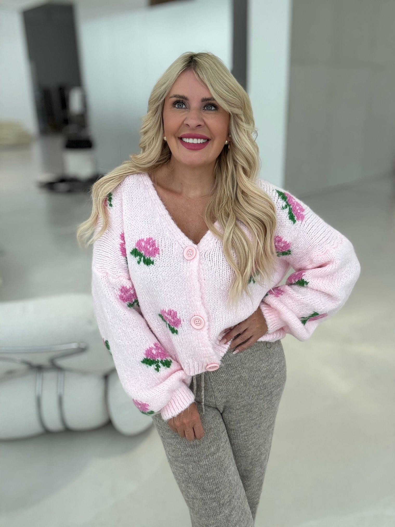 Strickjacke SWEET FLOWER ballerina rosa