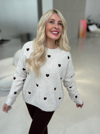 Strickpullover beige HEARTS coffee