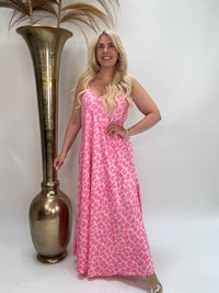 Spaghettiträger Kleid rosa LEO POWER orange/violett