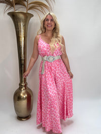 Spaghettiträger Kleid rosa LEO POWER orange/violett