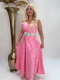 Spaghettiträger Kleid rosa LEO POWER orange/violett