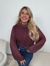 Bluse burgundy LITTLE POLKA DOTS creme