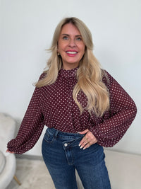 Bluse burgundy LITTLE POLKA DOTS creme