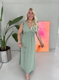 Signature Musselin Kleid OLIVE