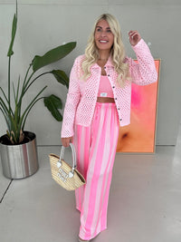 Hose mit Seide BLOCK STRIPES rosa/hot pink