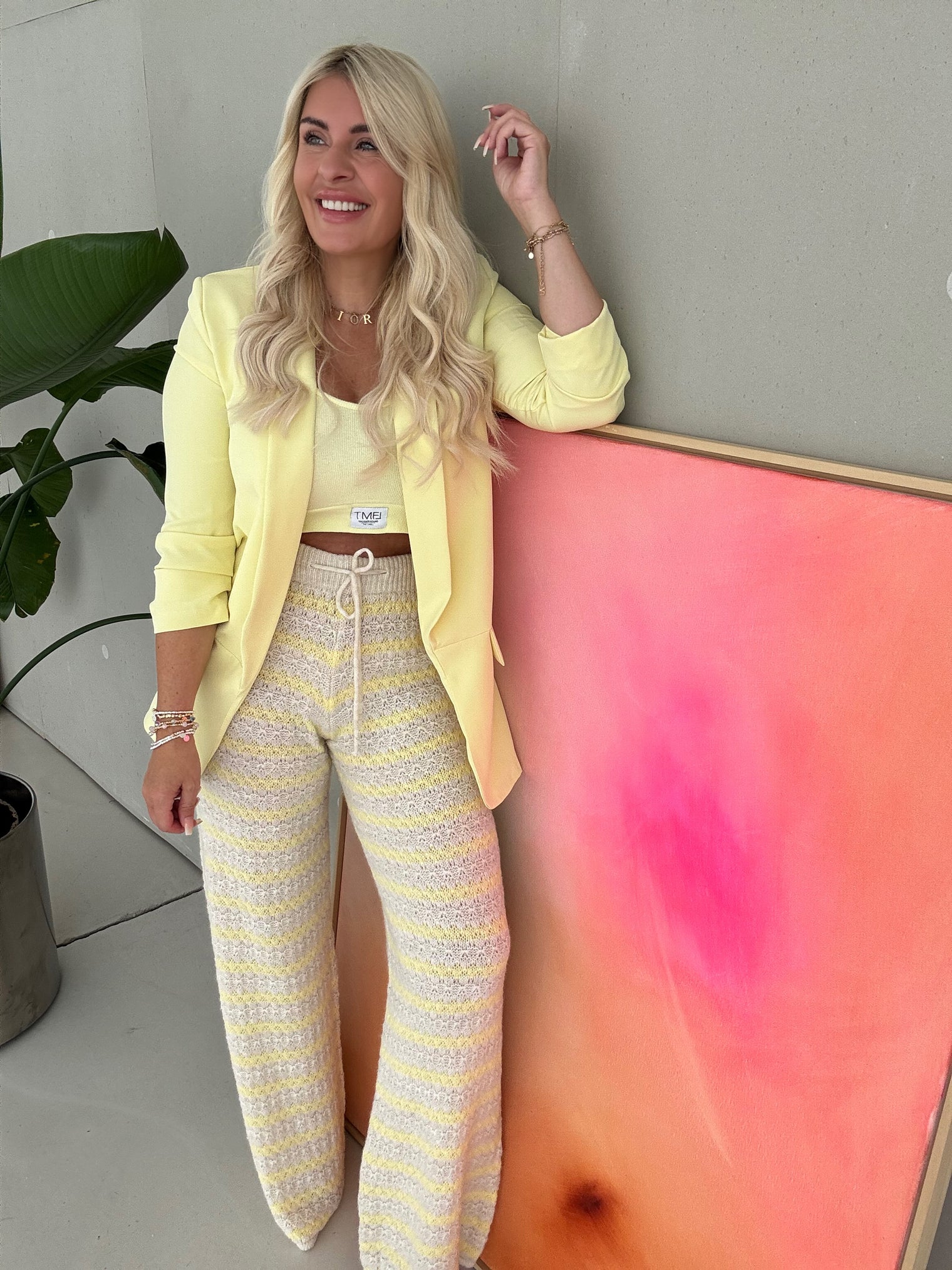 Strick Hose BOHO gelb/beige