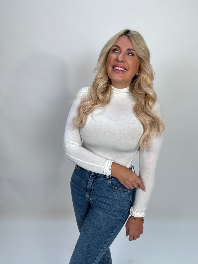Stretchy Langarmshirt TURTLE NECK weiß