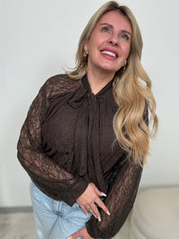 Schluppen Bluse mocha mousse LACE ELEGANCE