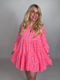 Musselin Kleid rosa LEO POWER pink/orange langarm