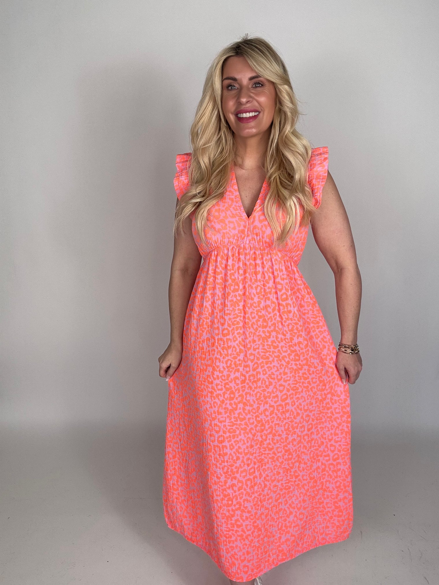 Musselin Kleid rosa LEO LOVER orange Flügelarm