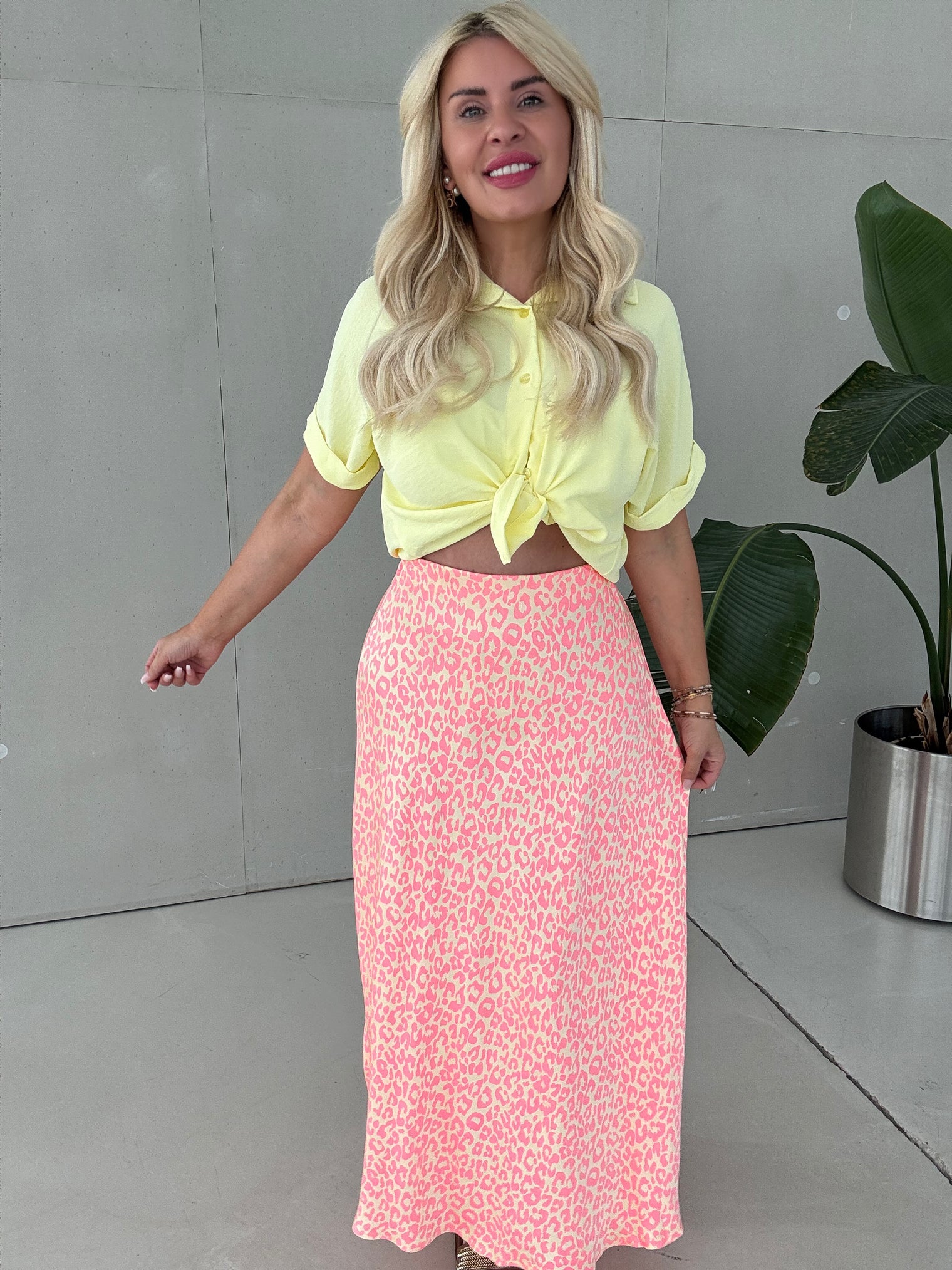 Bluse kurzarm BUTTERMILK LEMON zum knoten