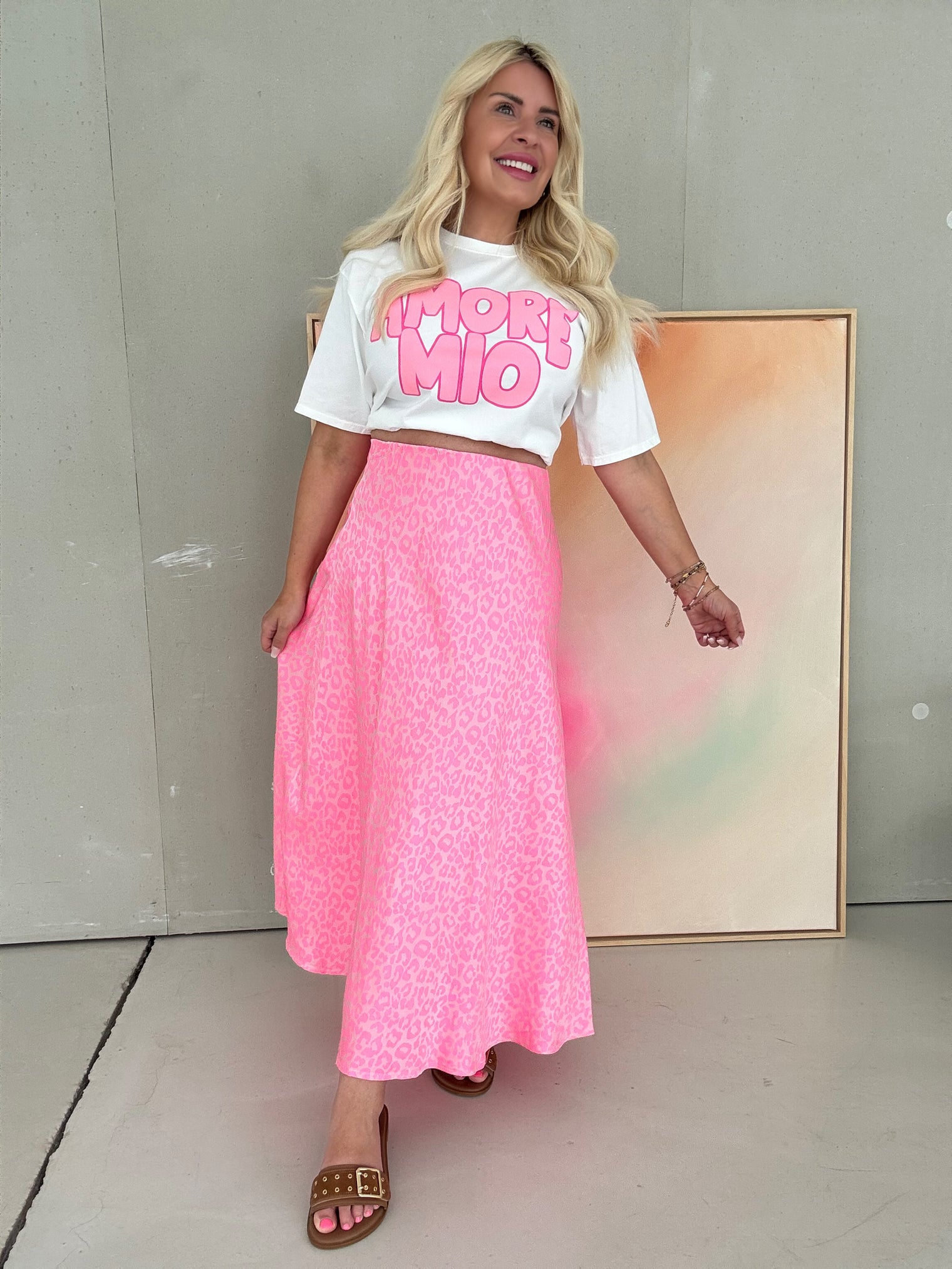 Rock mit Seide rosa LEO LOVER hot pink