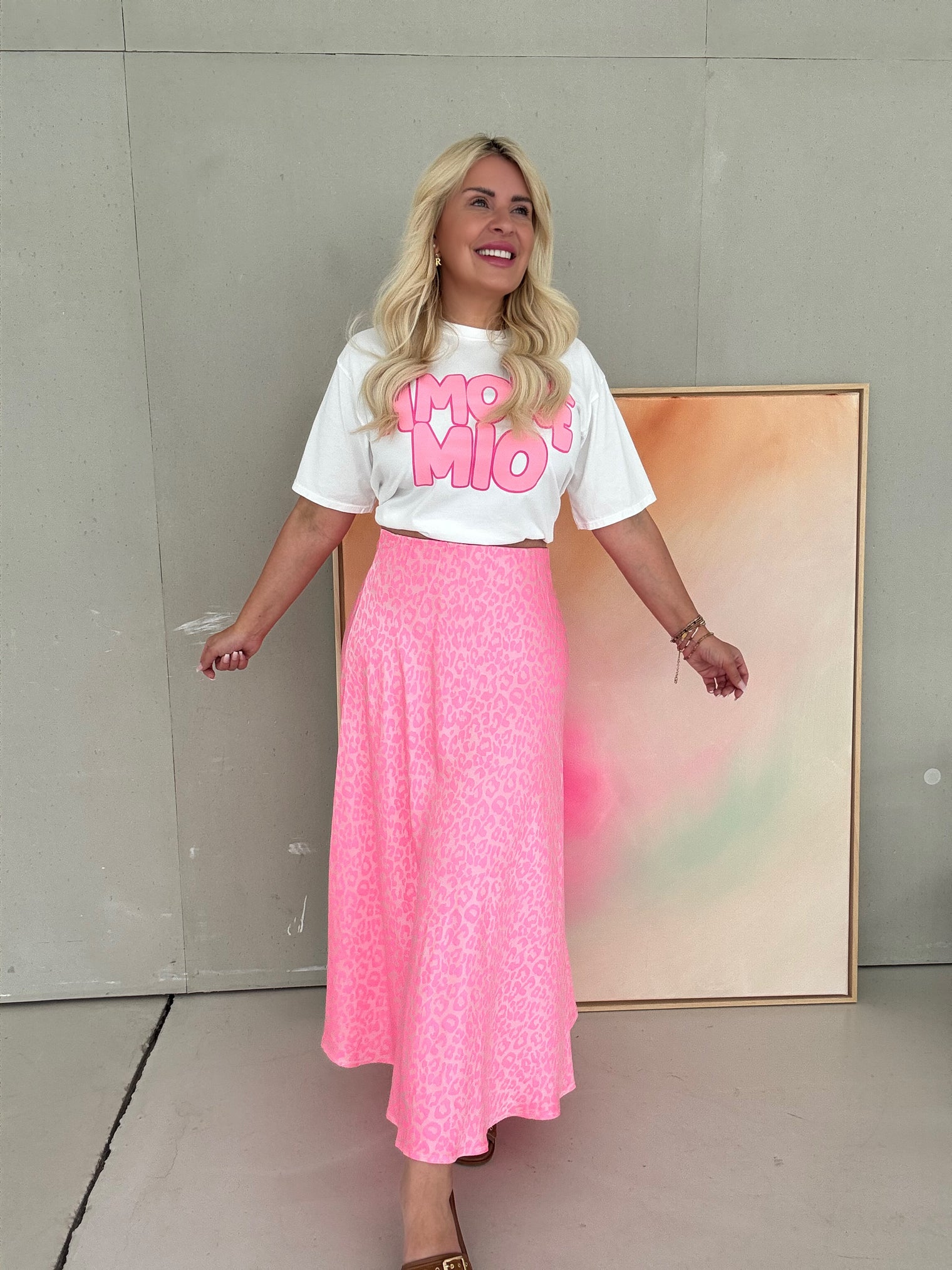 Rock mit Seide rosa LEO LOVER hot pink