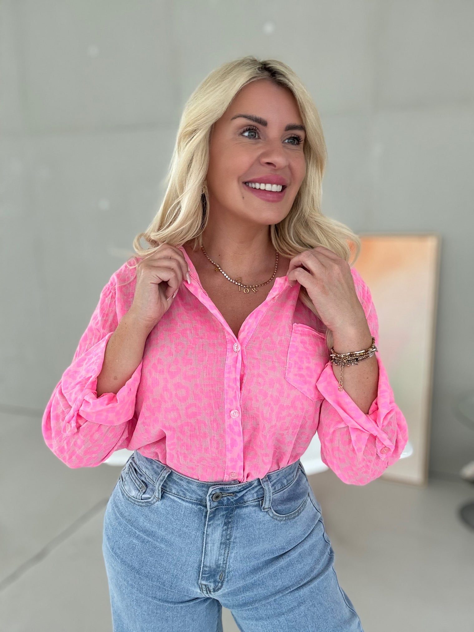 Leichte Bluse rosa LEO LOVER hot pink