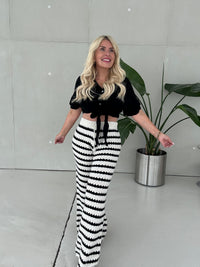 Strick Hose BOHO schwarz/weiß