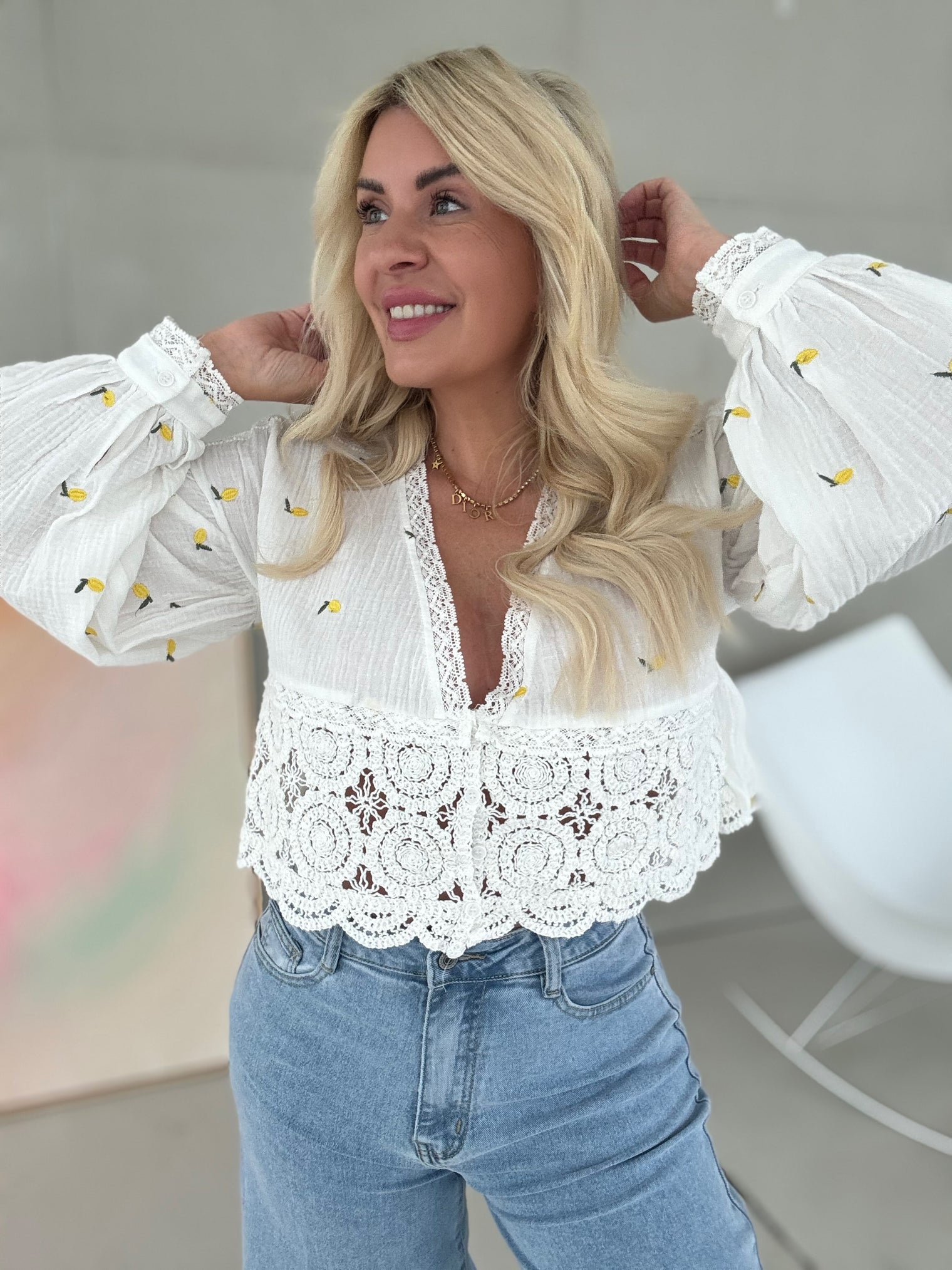 Musselin Bluse weiß LEMONS