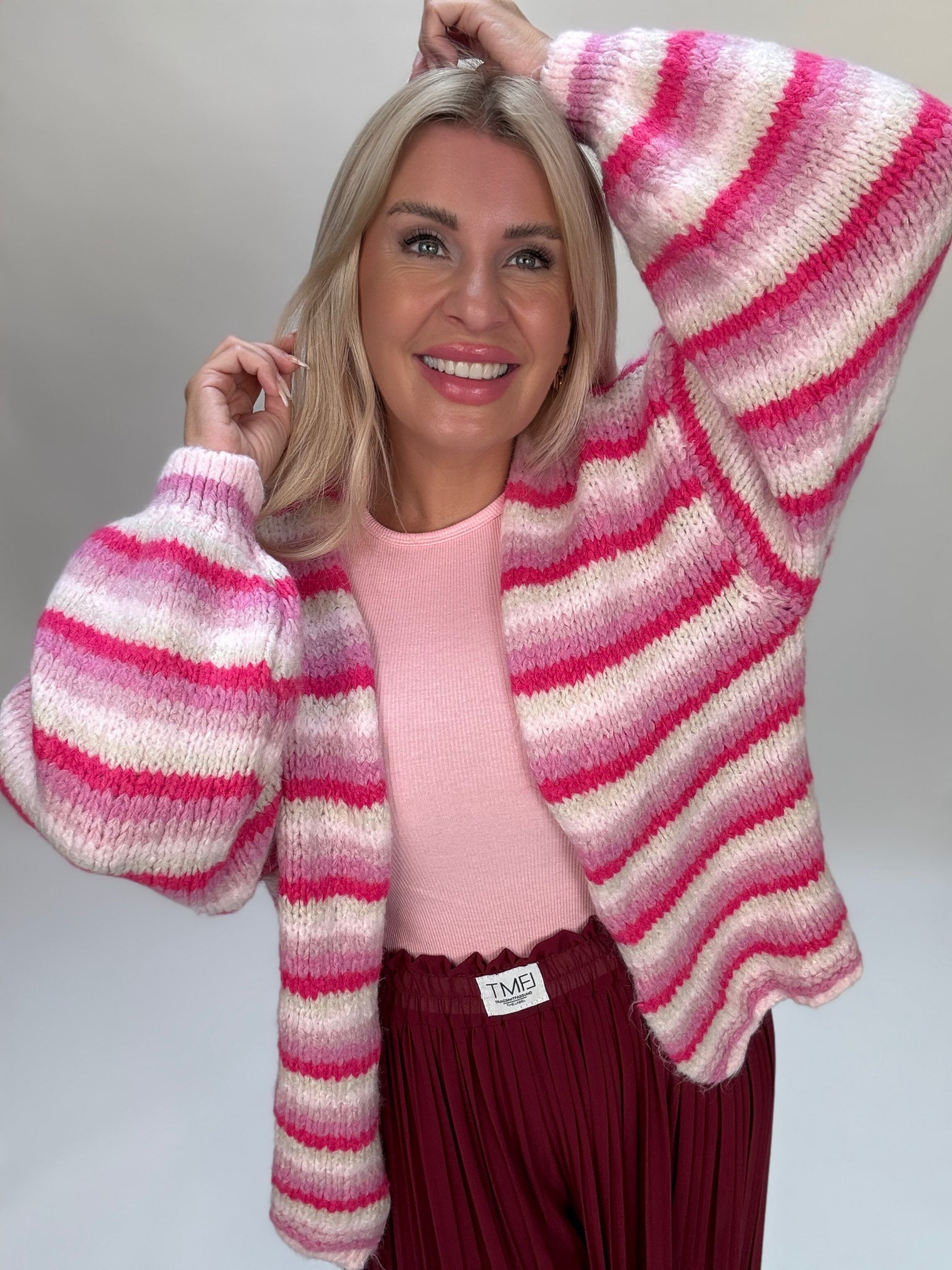 Signature Cardigan COZY STRIPES pink/rose/creme