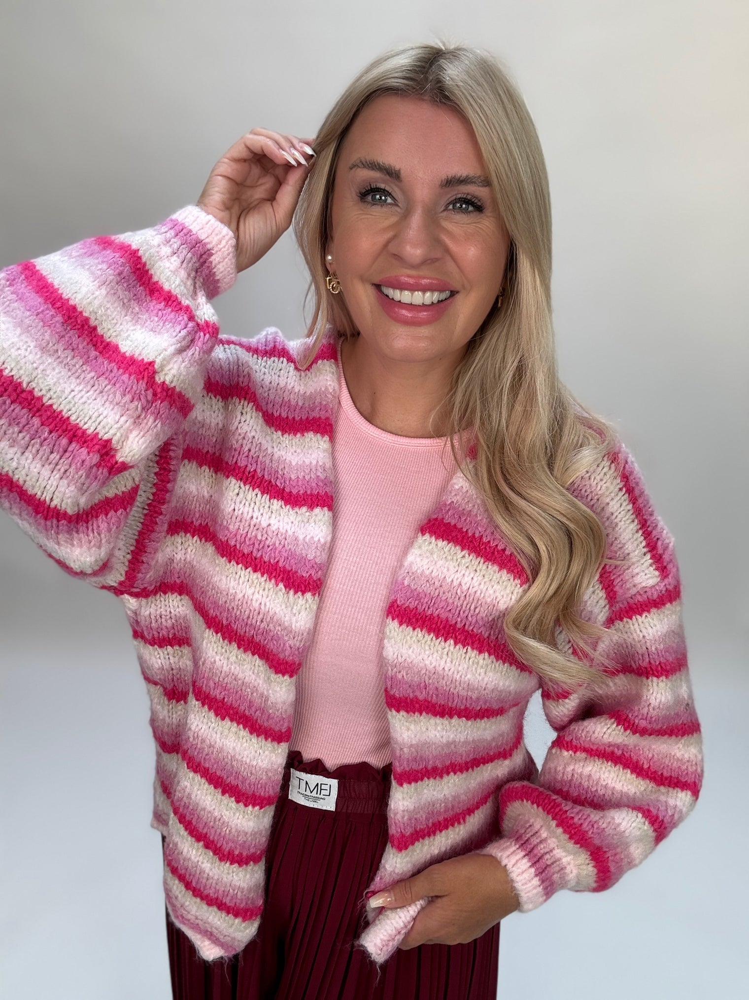 Signature Cardigan COZY STRIPES pink/rose/creme