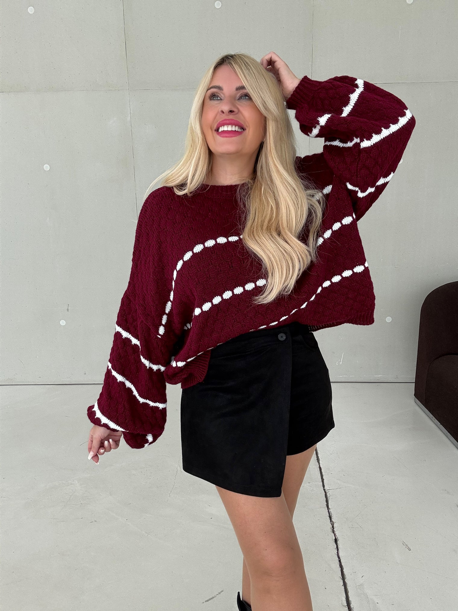 Pullover LITTLE DETAILS burgundy/weiß
