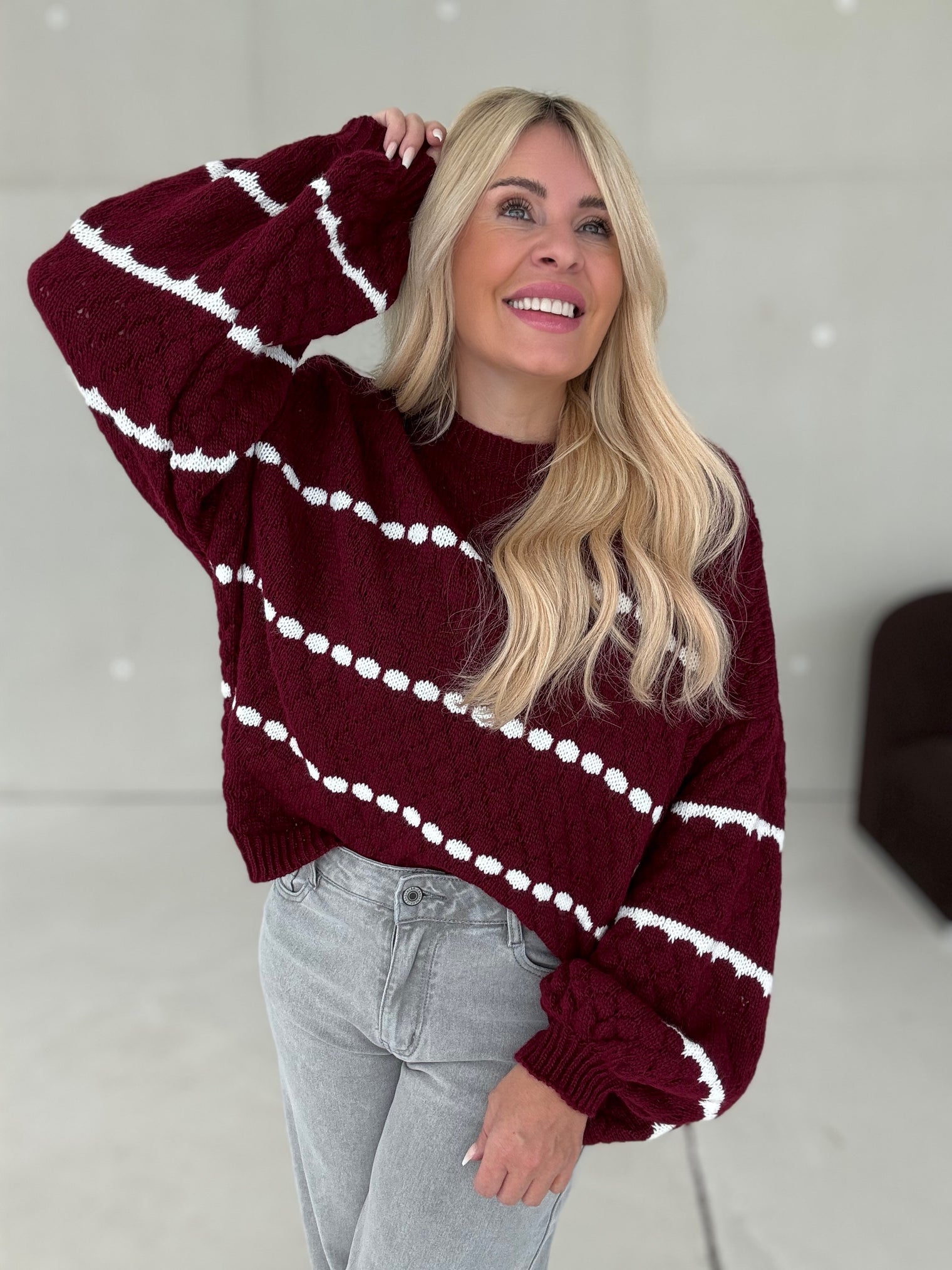 Pullover LITTLE DETAILS burgundy/weiß