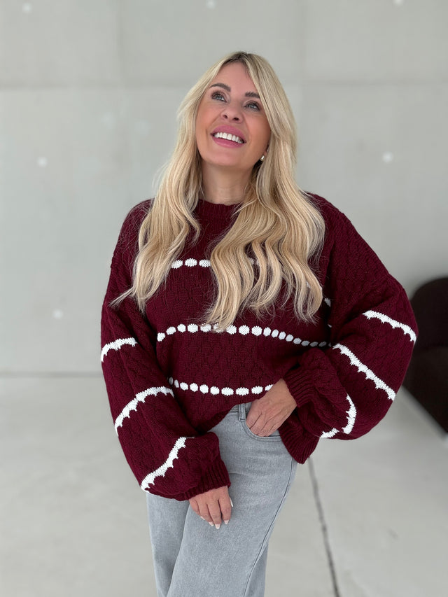 Pullover LITTLE DETAILS burgundy/weiß