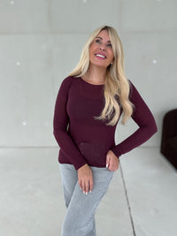 Stretchy Cashmere Langarmshirt BURGUNDY