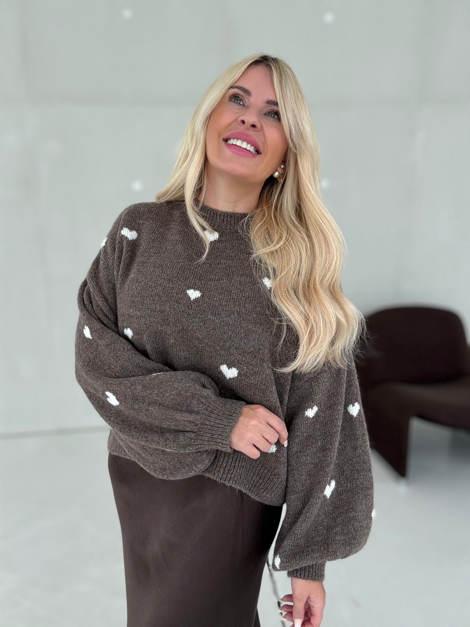 Pullover SWEET LITTLE HEARTS braun