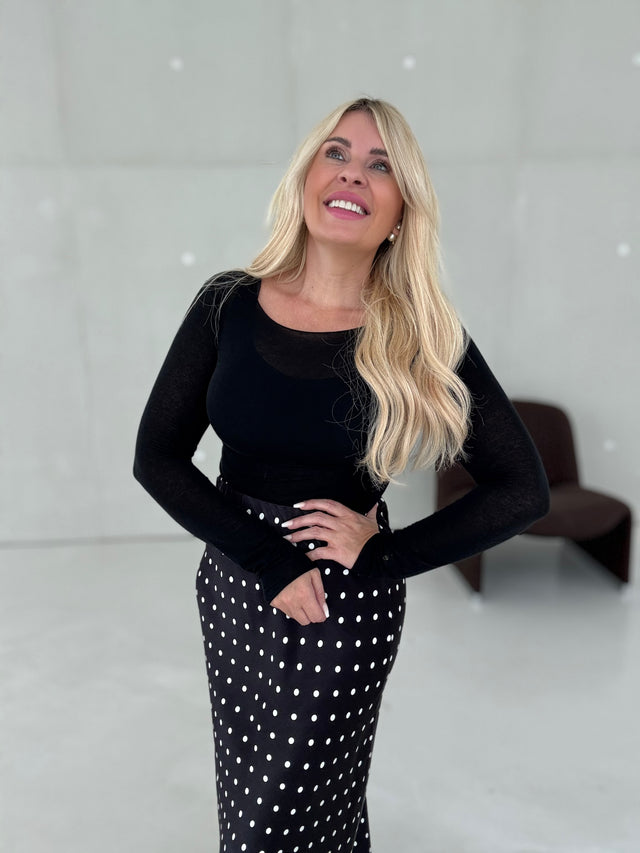 Stretchy Cashmere Langarmshirt BLACK