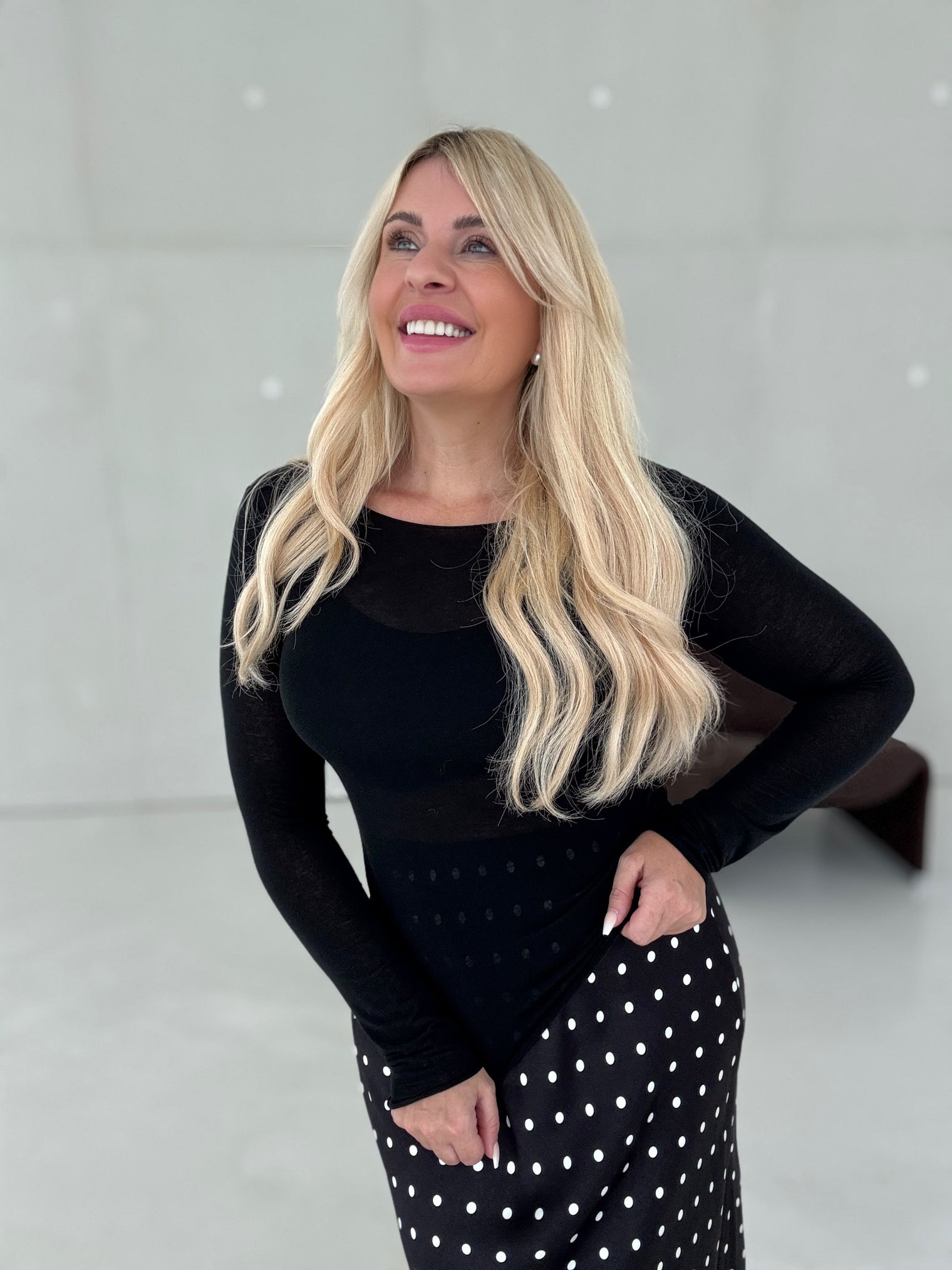 Stretchy Cashmere Langarmshirt BLACK