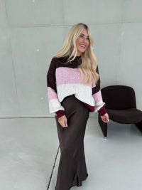 Signature Pullover MY LOVELY STRIPES burgundy/rose/creme/braun