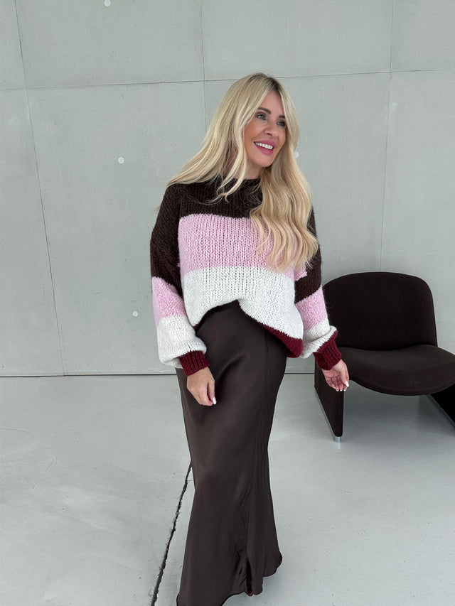 Signature Pullover MY LOVELY STRIPES burgundy/rose/creme/braun