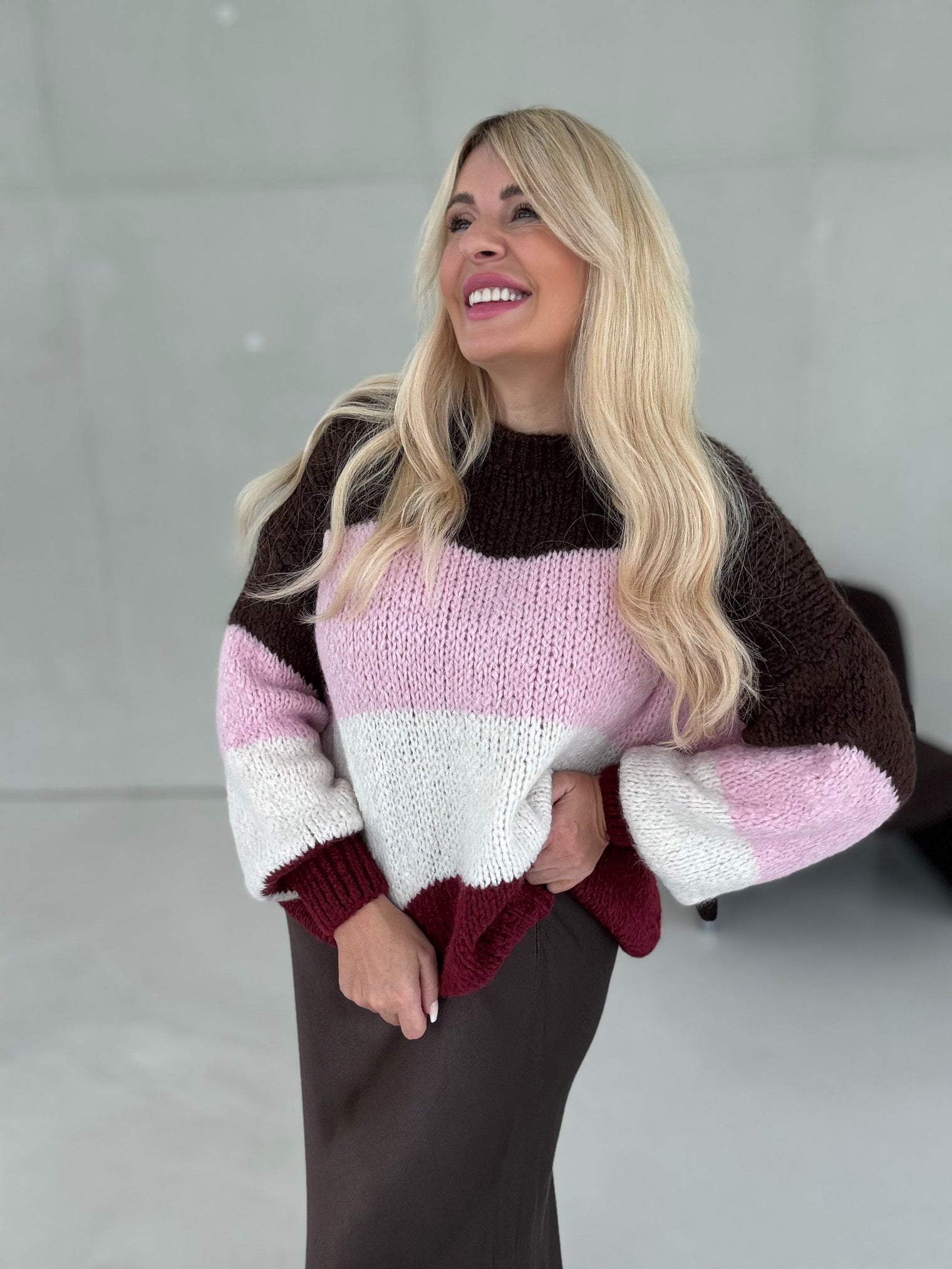 Signature Pullover MY LOVELY STRIPES burgundy/rose/creme/braun