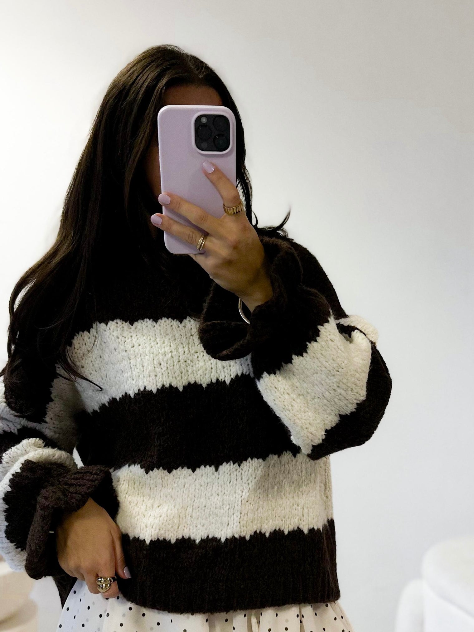 Kuschelweicher Strickpullover Brown & Creamy