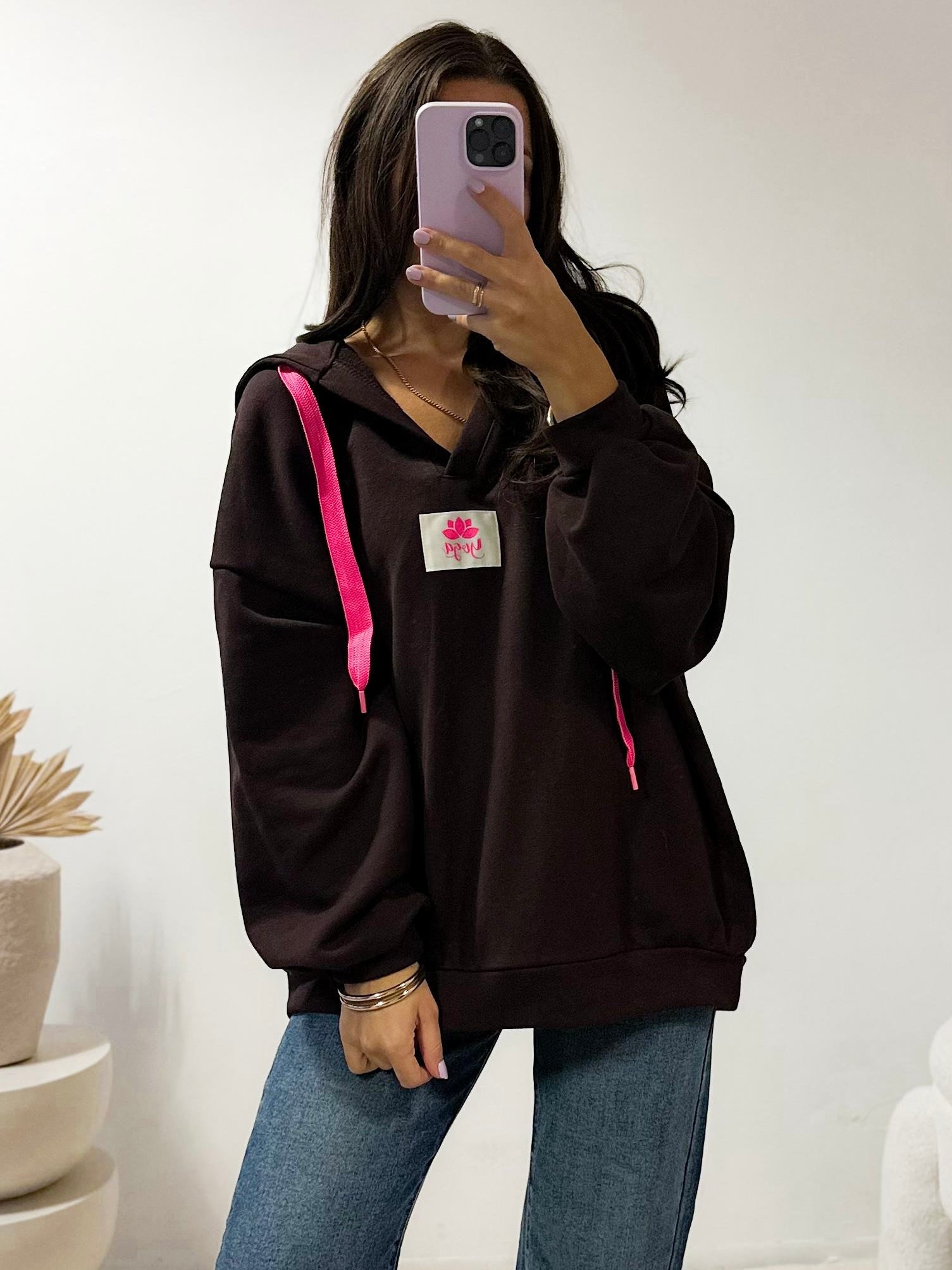 Pullover Chocolate YOGA mit neonpink